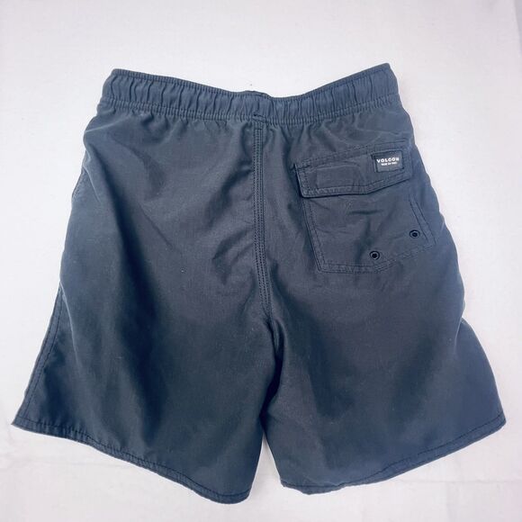 Volcom Boys' Medium (10)Standard Lido Solid Surf Swim Boardshorts Black EUC - Picture 2 of 13